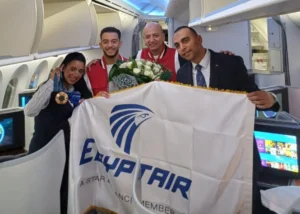 مصرللطيران تحتفل بالبطل المصرى محمد السيد الفائز بالميدالية البرونزية في أوليمبياد باريس 2024