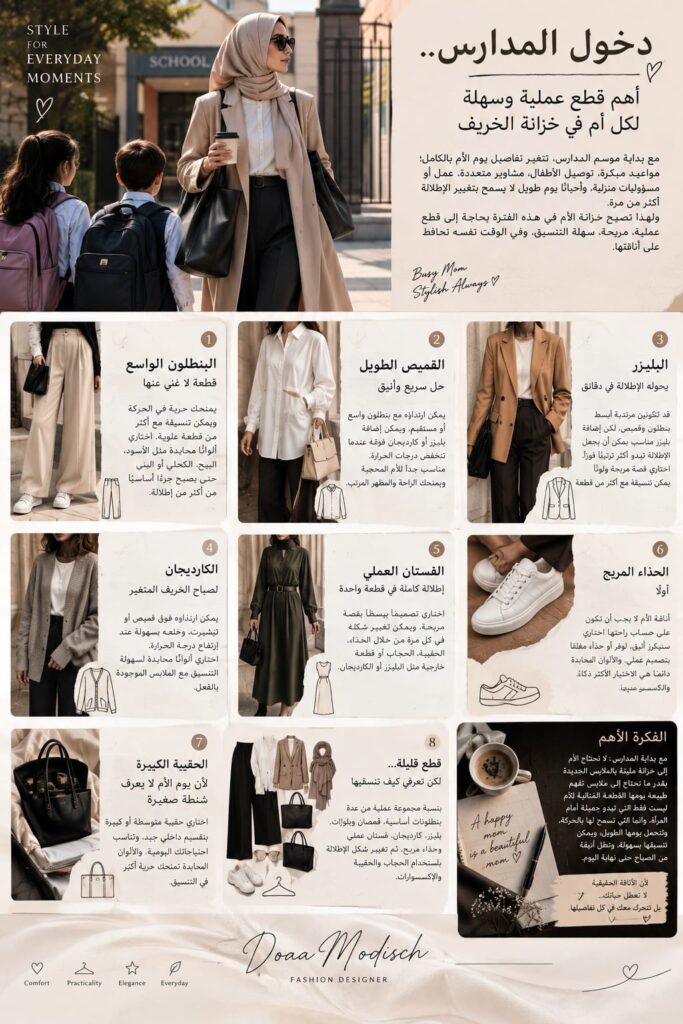 دخول المدارس.. أهم قطع عملية وسهلة لكل أم في خزانة الخريف